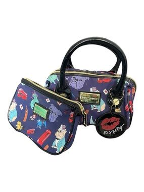 Betsey Johnson  Bulldog & London Print Duo / Satchel & Cosmetic Bags